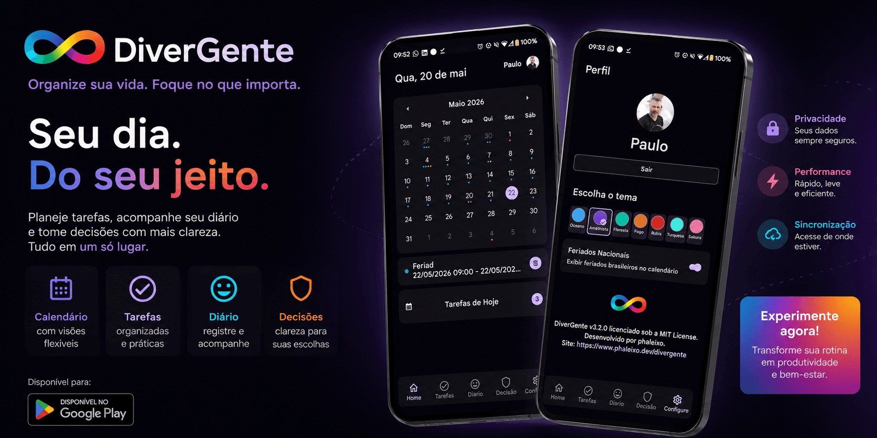 Banner do DiverGente com calendário e gerações